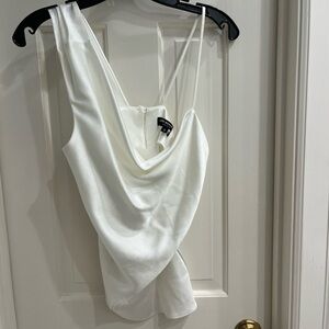 White Cowl Neck Sleeveless Top